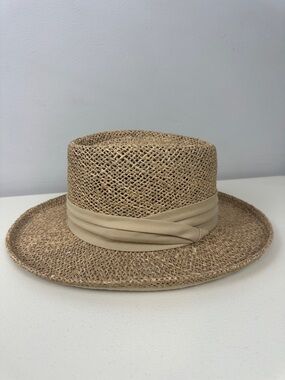NEW Stetson Gambler Straw Hat With Pleated Band XL Tan